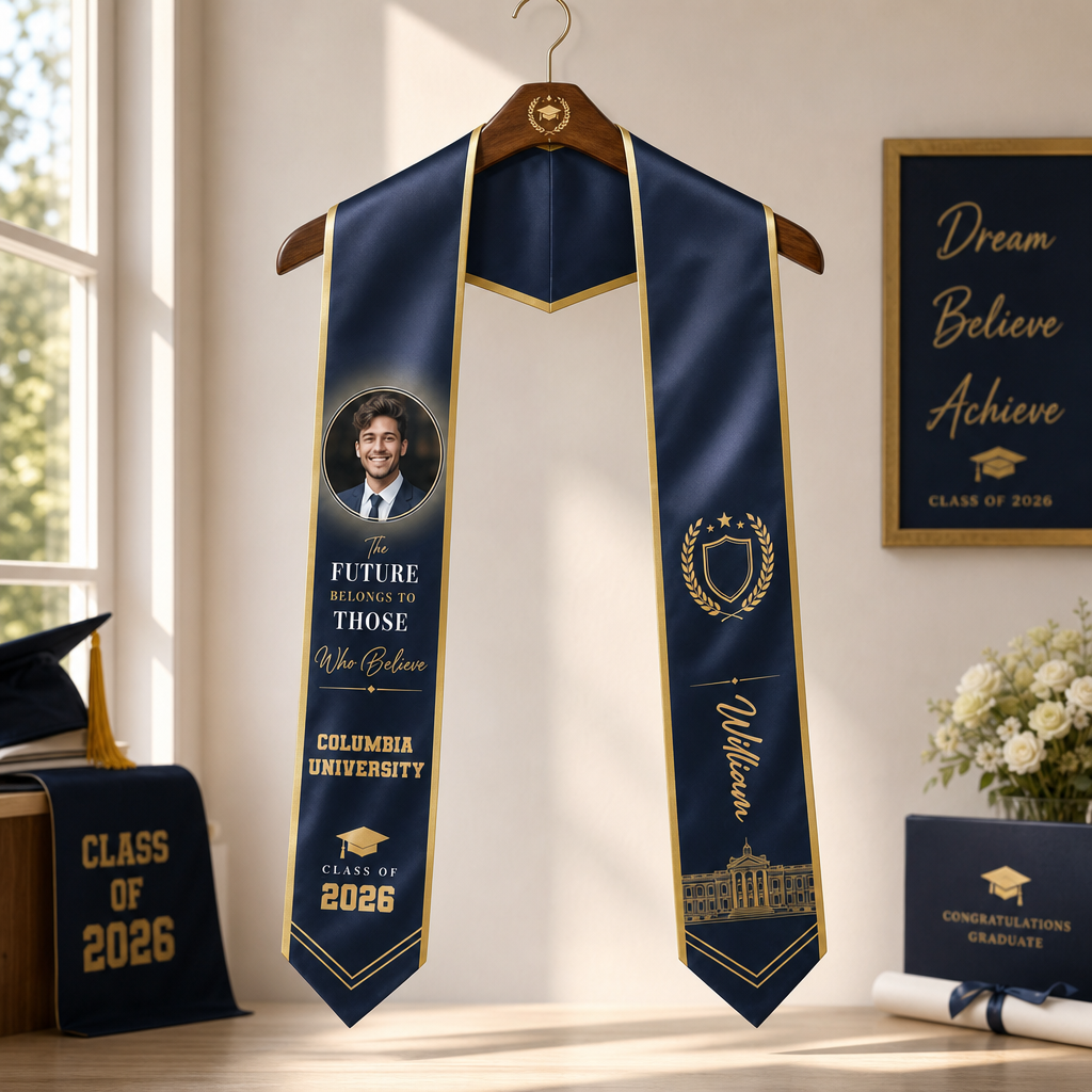 Personalized The Future Belongs to Those Who Believe Graduation Stole – Custom Photo and Name