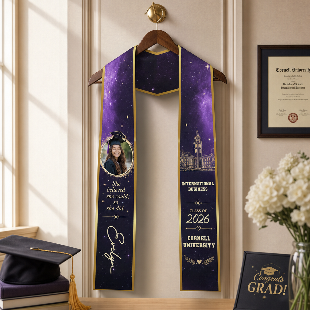 Personalized She Believed She Could So She Did Graduation Stole – Custom Photo and Name