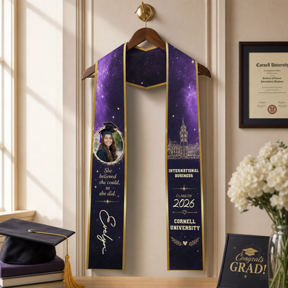 Personalized She Believed She Could So She Did Graduation Stole – Custom Photo and Name