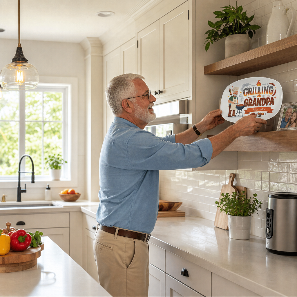 Personalized Grandpa Name Grilling Plate – Custom BBQ Decorative Keepsake for Grandpa