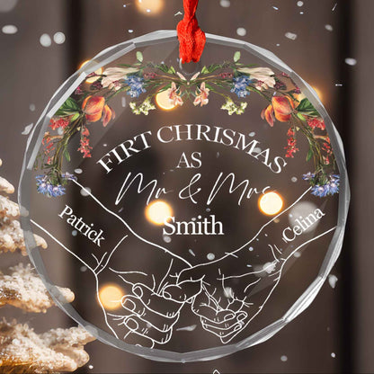 First Christmas Together – Personalized Holding Hands Glass Ornament