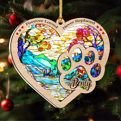 Forever In Our Hearts – Personalized Suncatcher Wood And Hologram Acrylic Ornament