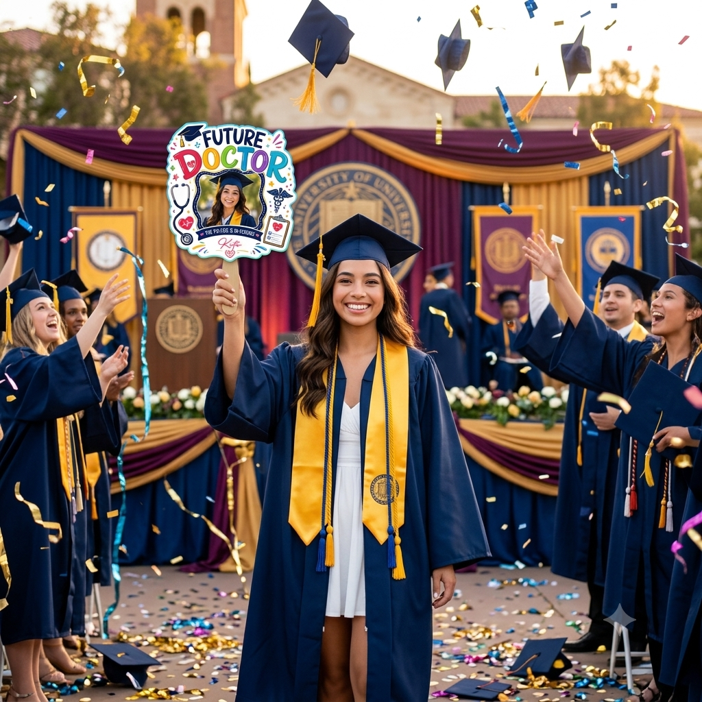 Personalized Future Doctor Custom Shape Photo Hand Fan, Graduation Fan with Photo & Name