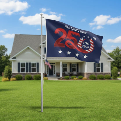 Custom Family Name Patriotic 250th Anniversary 1776 2026 United States of America Semiquincentennial Banner House Flag