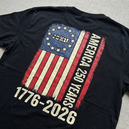 Personalized USA 250 Years America Flag T-Shirt – 1776–2026 Patriotic Vintage Custom Name Shirt