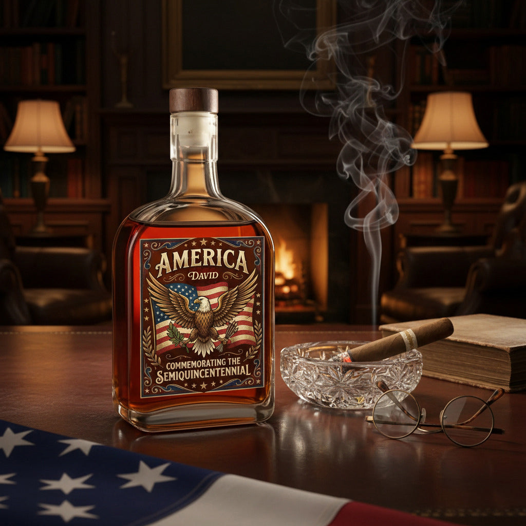 America 250 Years Happy 250th Birthday USA Whiskey Bottle
