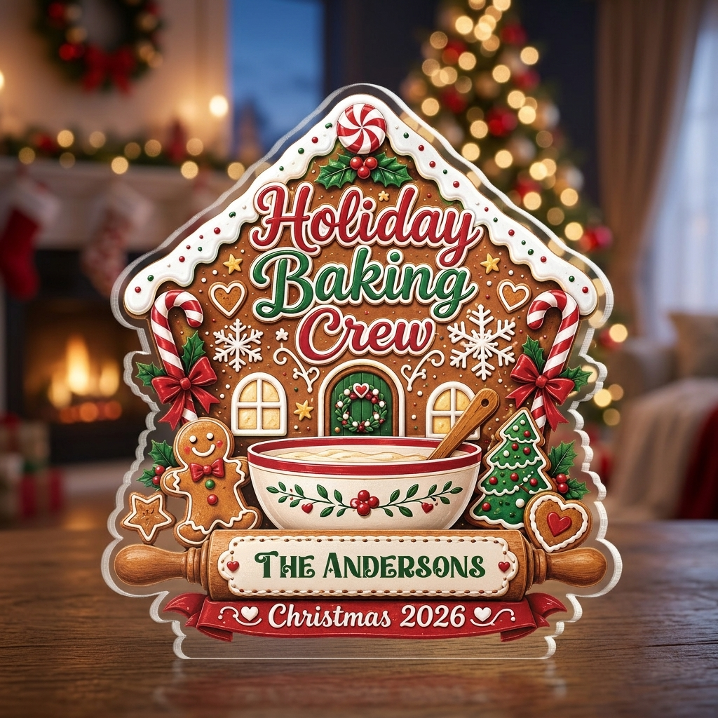 Personalized Holiday Baking Crew Acrylic Plaque with Custom Name