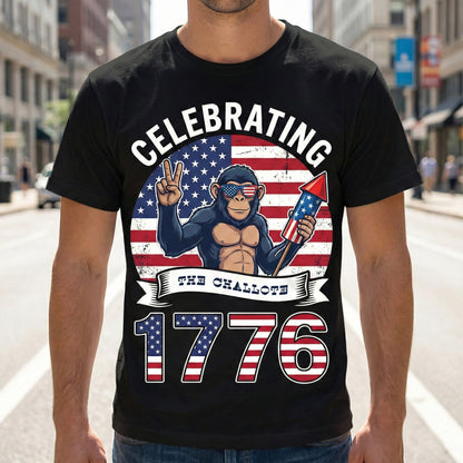 Funny USA 250th Anniversary T-Shirt – Celebrating 1776 Patriotic Monkey 4th of July Shirt 2026