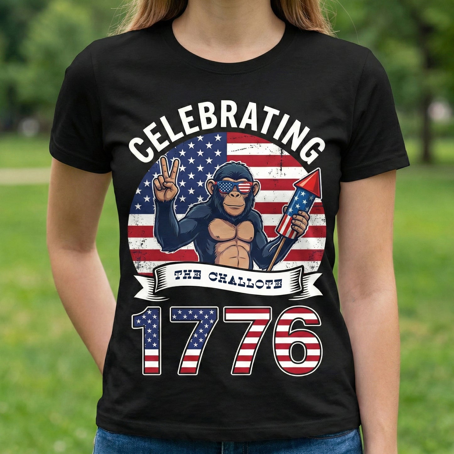 Funny USA 250th Anniversary T-Shirt – Celebrating 1776 Patriotic Monkey 4th of July Shirt 2026