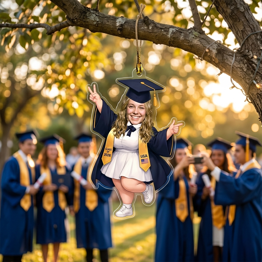 Personalized Graduation Year and Photo Acrylic Ornament