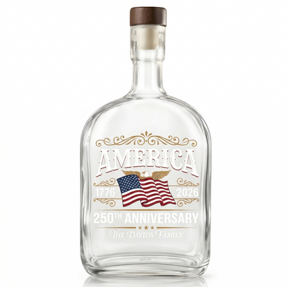 Custom Family Name America 250th Anniversary 1776-2026 United States of America Whiskey Bottle