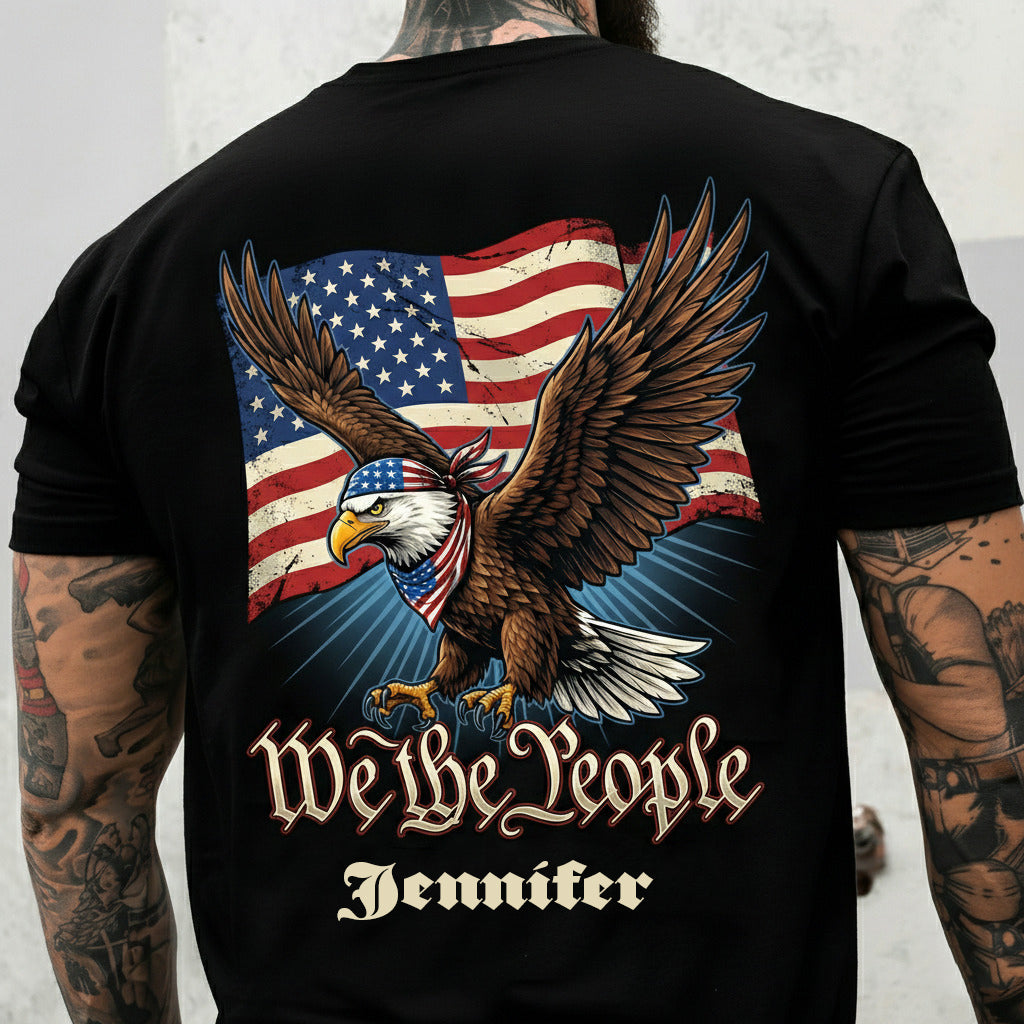 We The People 250 Years Of Freedom USA Eagle Flag Shirt Personalized Patriotic Back Tee