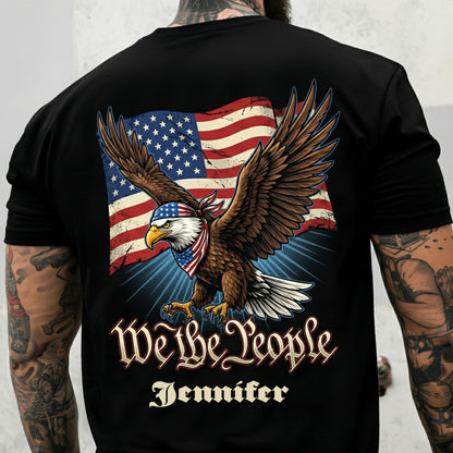 We The People 250 Years Of Freedom USA Eagle Flag Shirt Personalized Patriotic Back Tee