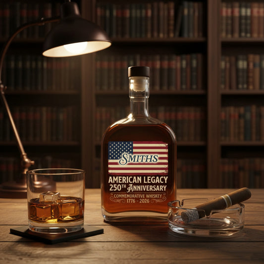 America 250th Birthday US Flag 250 Years We The People Whiskey Bottle