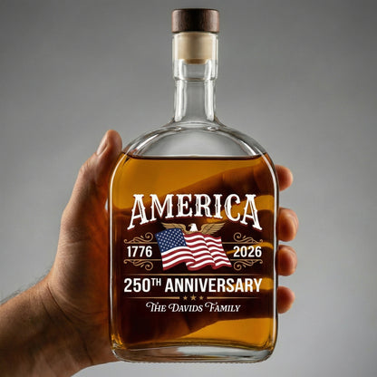 Custom Family Name America 250th Anniversary 1776-2026 United States of America Whiskey Bottle