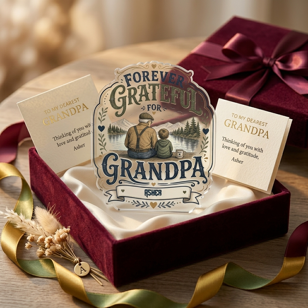 Personalized Forever Grateful Grandpa Acrylic Plaque - Custom Photo Gift