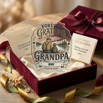 Personalized Forever Grateful Grandpa Acrylic Plaque - Custom Photo Gift