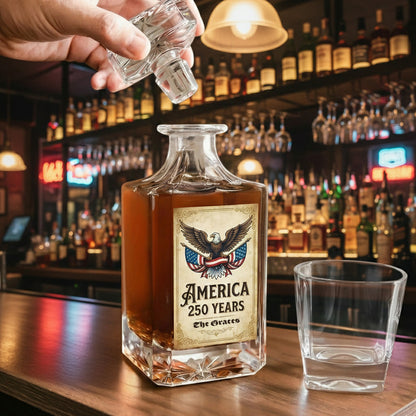 America 250 Years of Freedom Patriotic Eagle Flag Decanter
