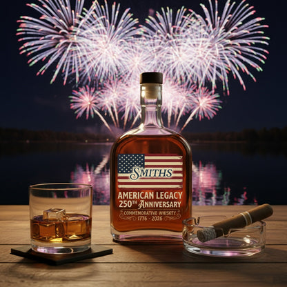 America 250th Birthday US Flag 250 Years We The People Whiskey Bottle