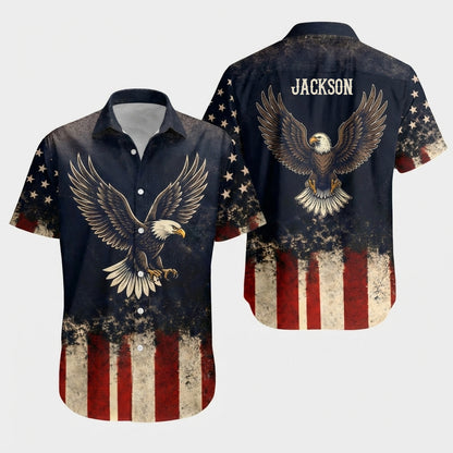 Custom Name God Bless America Eagle 1776–2026 Patriotic Hawaii Shirt
