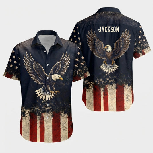Custom Name God Bless America Eagle 1776–2026 Patriotic Hawaii Shirt
