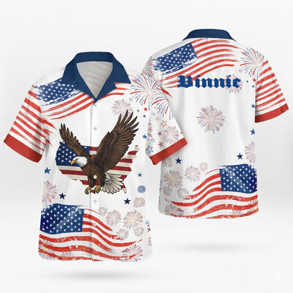 Custom Name Patriotic 250th Anniversary God Bless America Eagle Hawaii Shirt