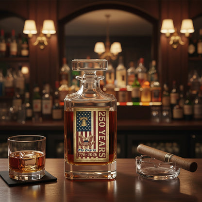 America 250th Birthday US Flag 250 Years We The People Decanter