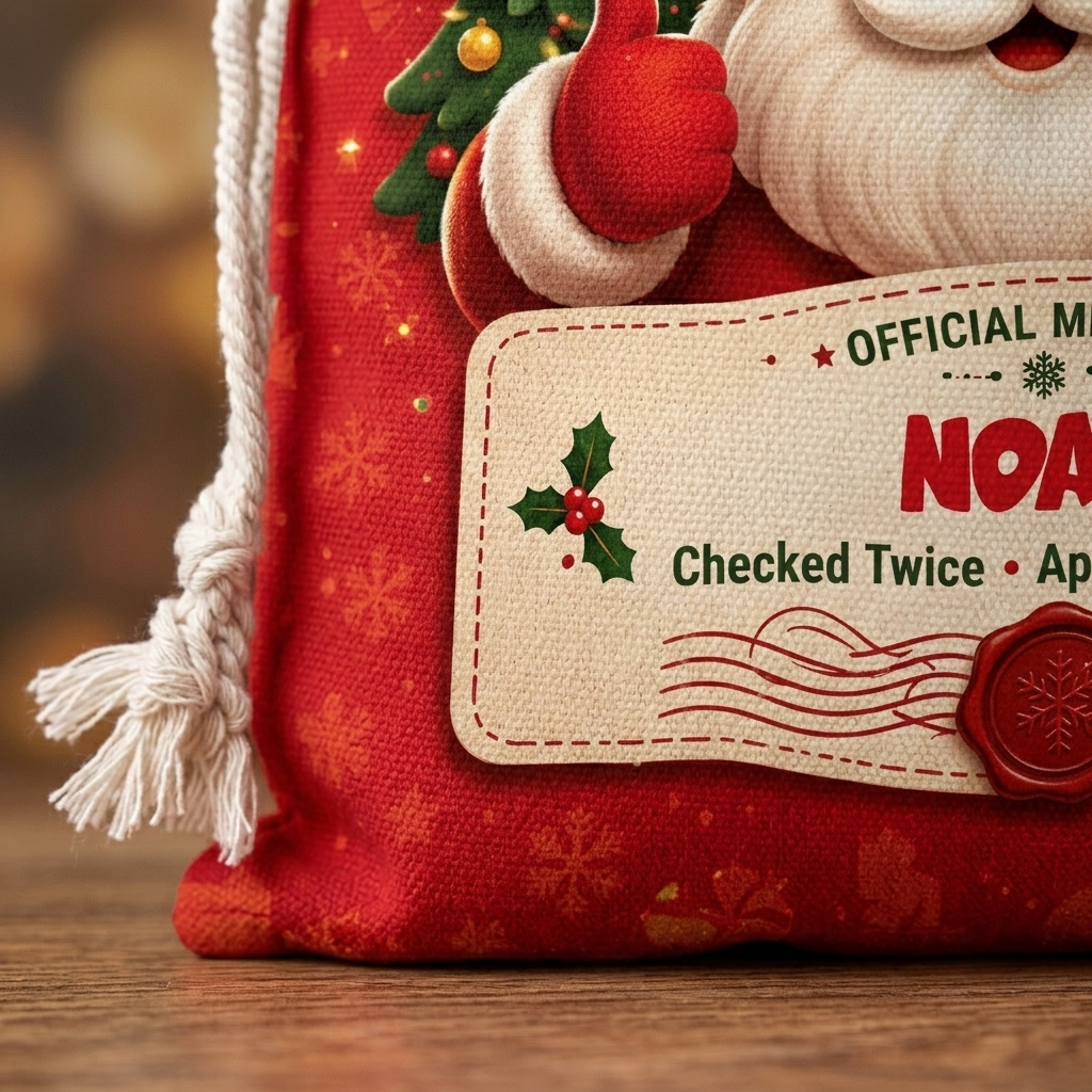 Personalized Santa's VIP List Member Christmas Sack, Custom Name Santa Gift Bag