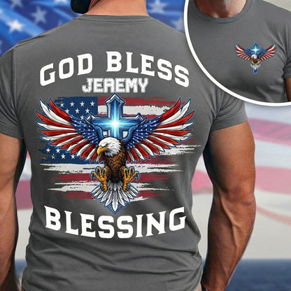 God Bless America Shirt – Personalized Patriotic Eagle Cross T-Shirt, 250 Years of Blessing Independence Day 2026