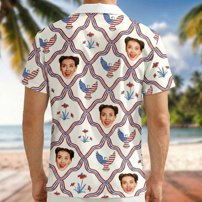 Custom Photo USA 250th Anniversary Patriotic Hawaii Shirt