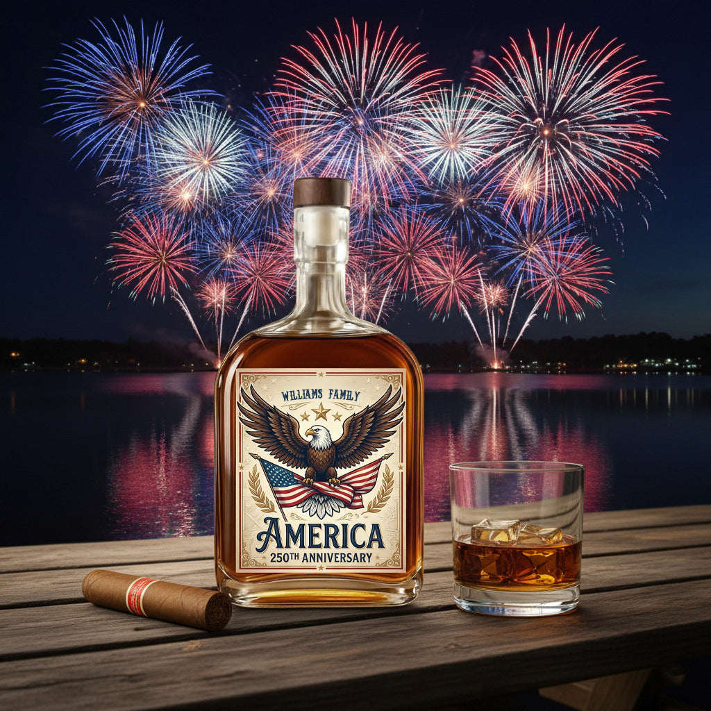Celebrate 250 Years of America USA Anniversary 1776-2026 Whiskey Bottle