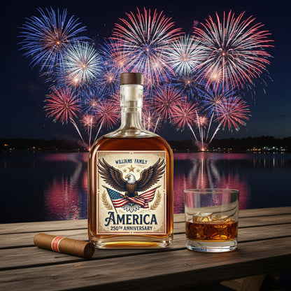 Celebrate 250 Years of America USA Anniversary 1776-2026 Whiskey Bottle