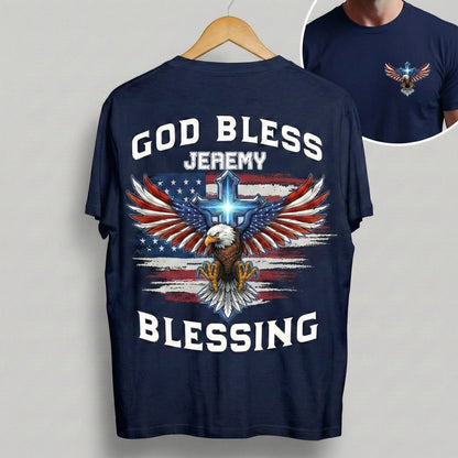 God Bless America Shirt – Personalized Patriotic Eagle Cross T-Shirt, 250 Years of Blessing Independence Day 2026