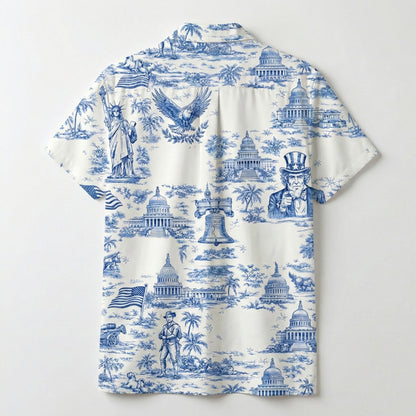 America 250th Anniversary Toile De Jouy Style Hawaii Shirt