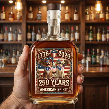 Personalized 250 Years In Purr-suit Of Liberty Vintage Dog Whiskey Bottle