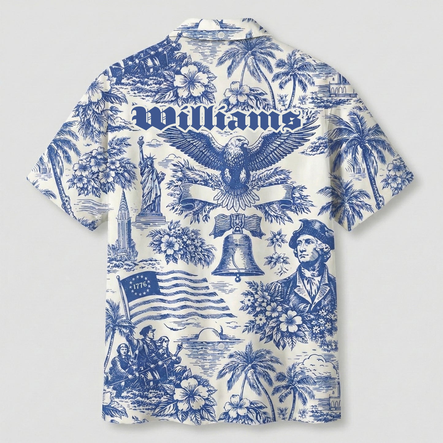America 250th Anniversary Toile De Jouy Style Patriotic Hawaii Shirt