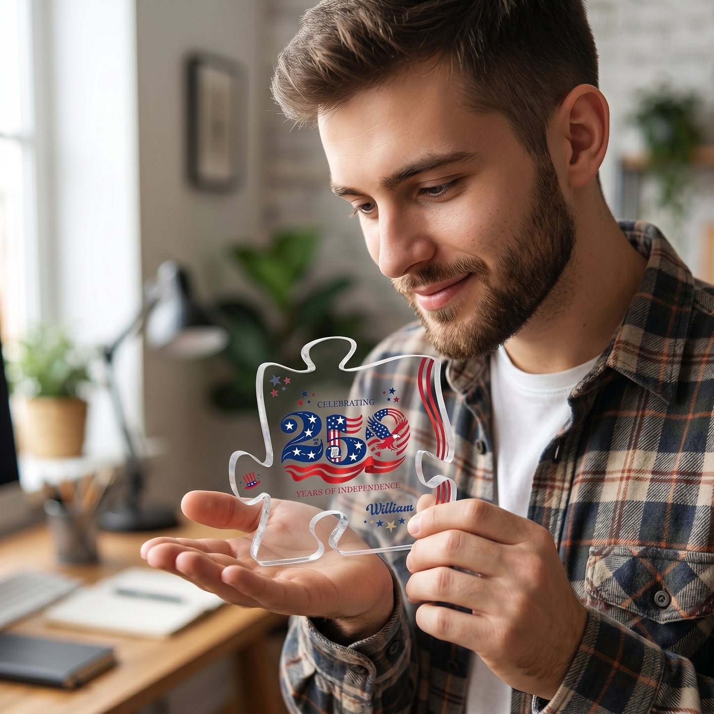 Personalized USA 250th Anniversary Acrylic Plaque – Custom Name Patriotic Keepsake