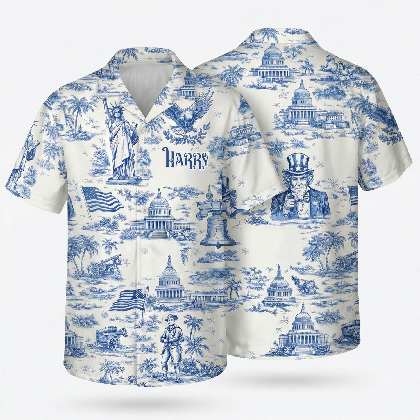 America 250th Anniversary Toile De Jouy Style Hawaii Shirt