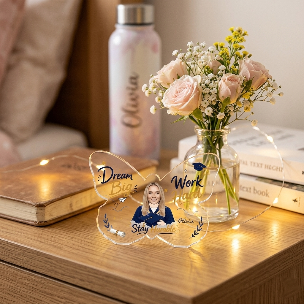 Personalized Dream Big Work Hard Graduation Acrylic Plaque – Name and Photo