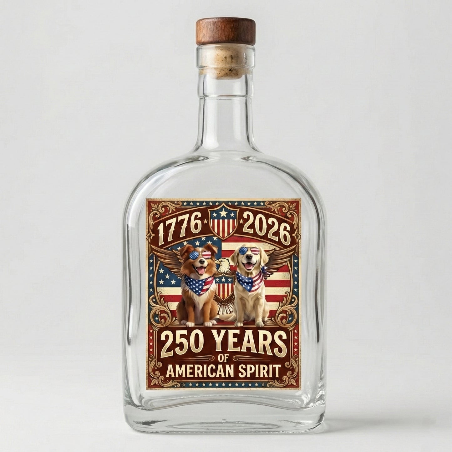 Personalized 250 Years In Purr-suit Of Liberty Vintage Dog Whiskey Bottle