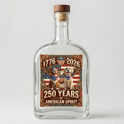 Personalized 250 Years In Purr-suit Of Liberty Vintage Dog Whiskey Bottle