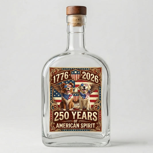 Personalized 250 Years In Purr-suit Of Liberty Vintage Dog Whiskey Bottle