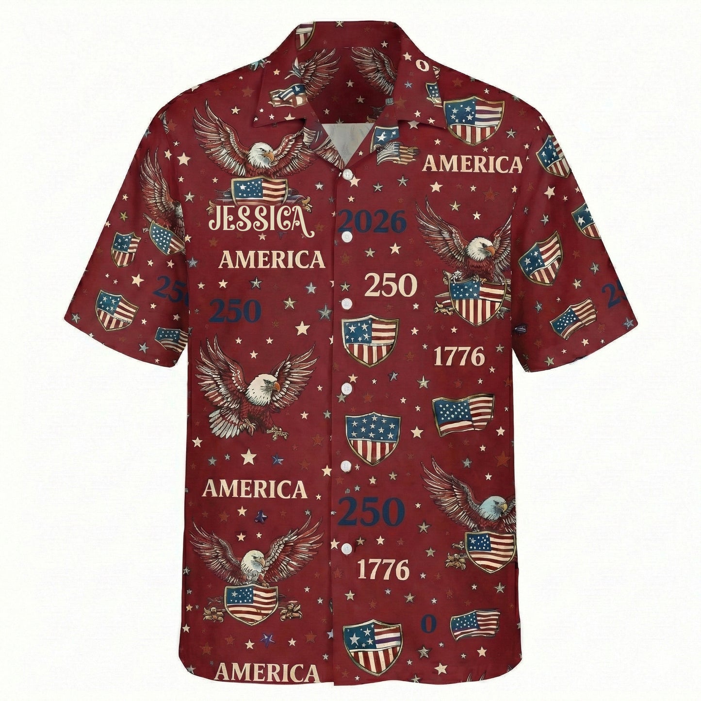 Celebrate America's 250th Anniversary Personalized Patriotic Hawaiian Shirt