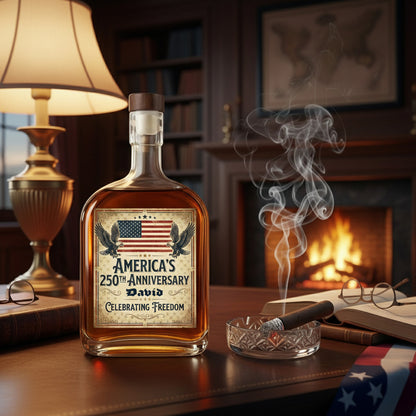 250 Years USA 250th Birthday 1776-2026 Eagle Flag Whiskey Bottle