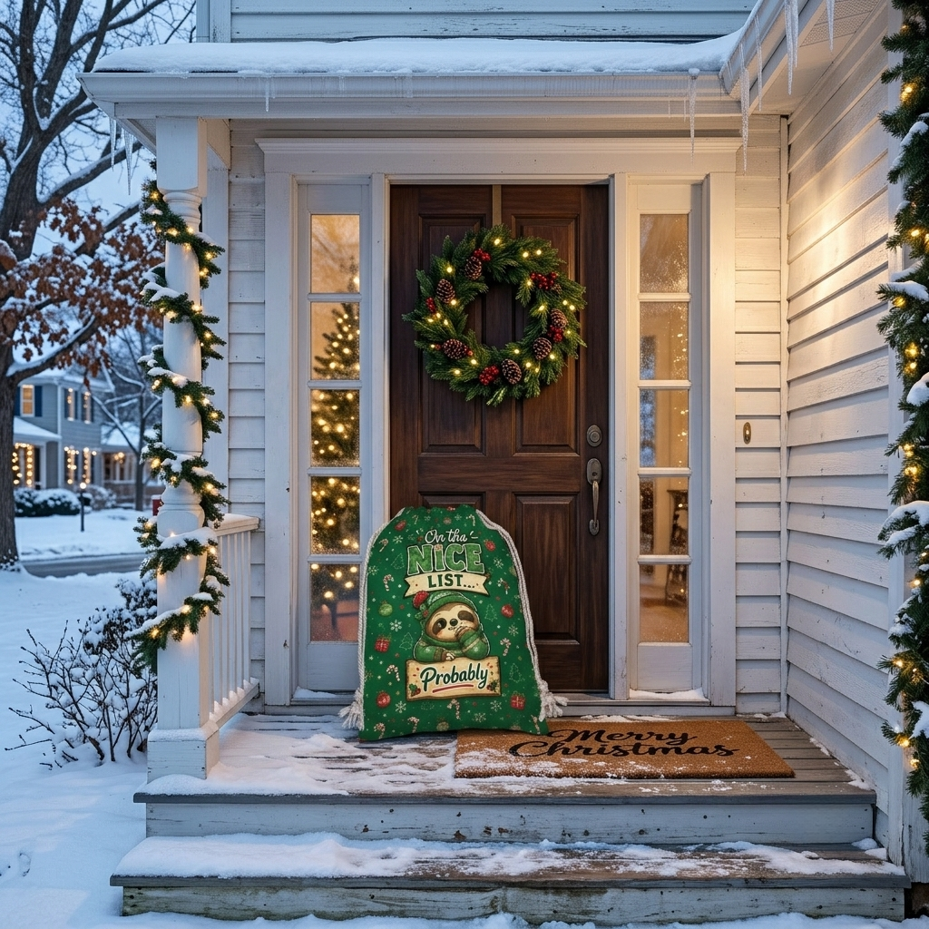 Personalized On the Nice List Christmas Sack with Custom Name