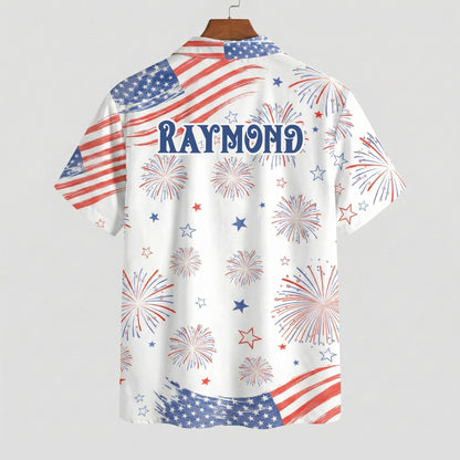 Personalized USA 250 Years Hawaiian Shirt – Patriotic Bald Eagle Fireworks Independence Shirt