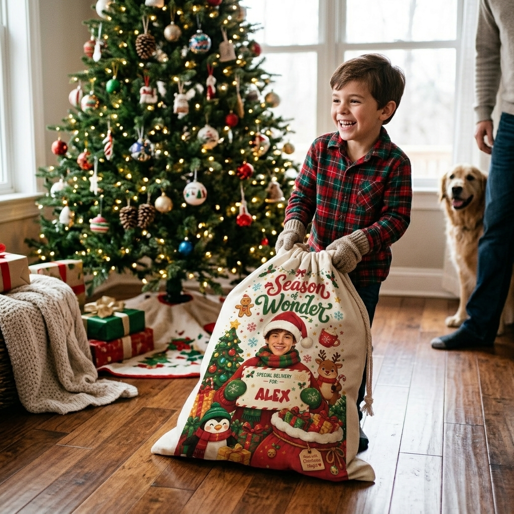 Personalized Season of Wonder Christmas Sack with Custom Name