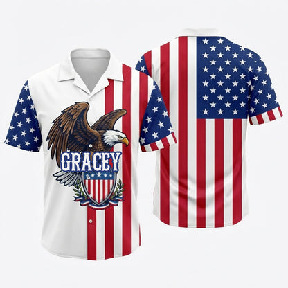 Custom Name American Pride Patriotic 250th Anniversary Eagle Hawaii Shirt