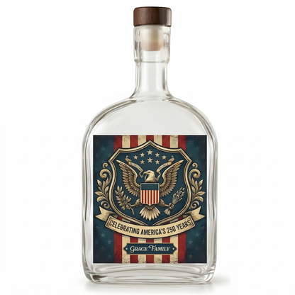 Happy 250th Birthday America Flag Whiskey Bottle