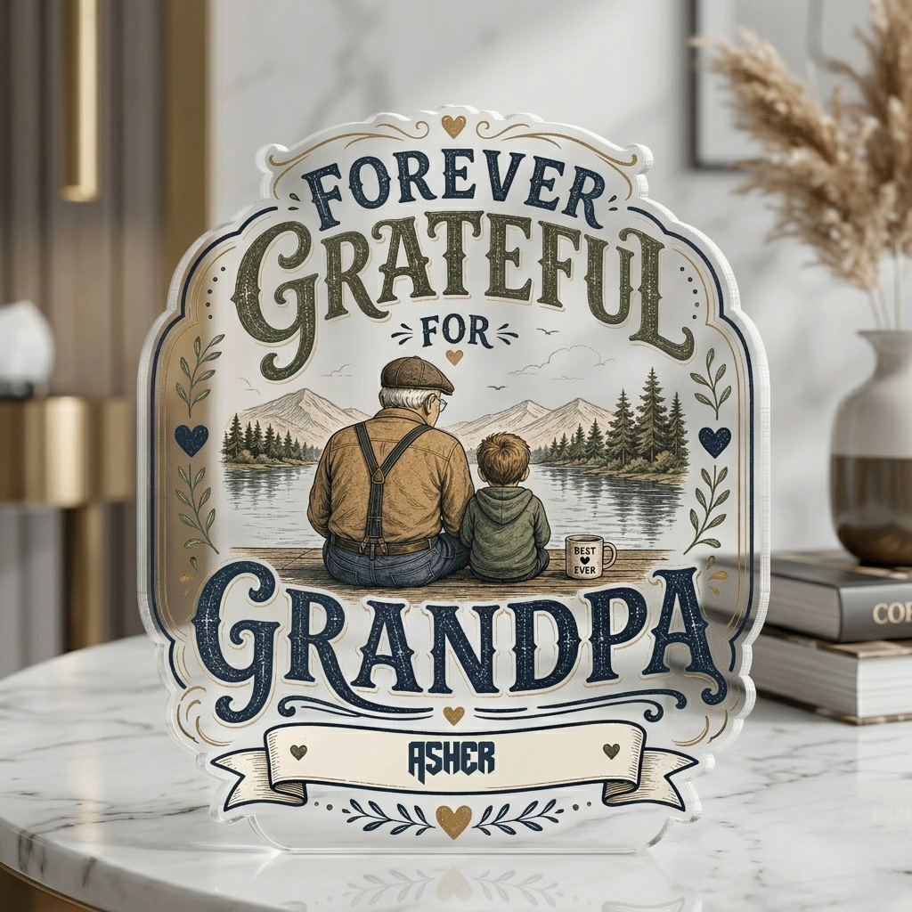 Personalized Forever Grateful Grandpa Acrylic Plaque - Custom Photo Gift